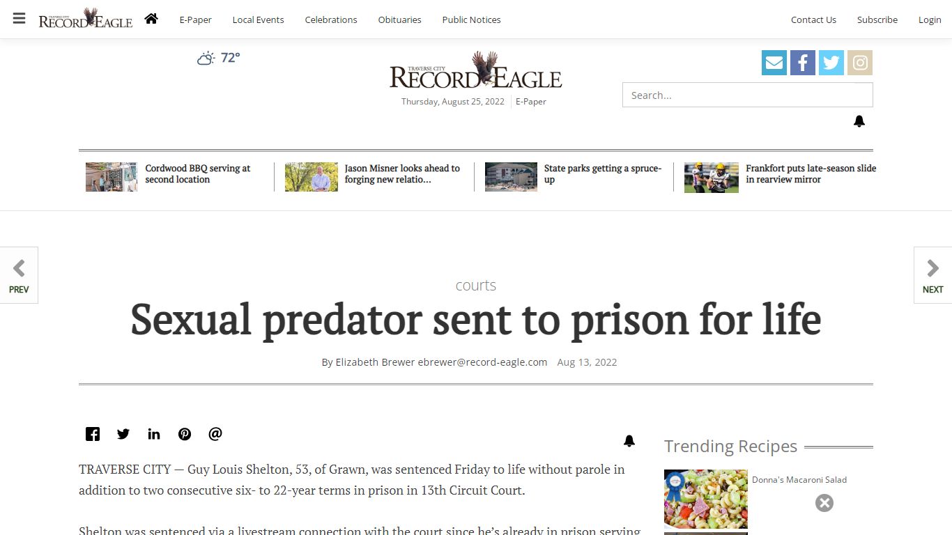 Sexual predator sent to prison for life | | record-eagle.com